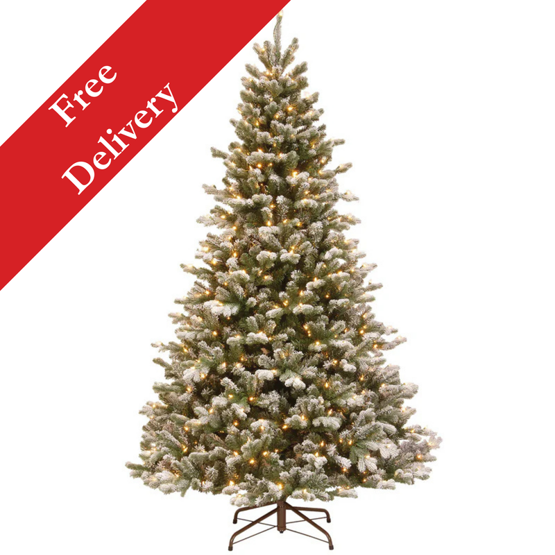 7.5 Foot Snowy Sheffield Spruce Pre-Lit Christmas Tree With 700 Warm White Lights