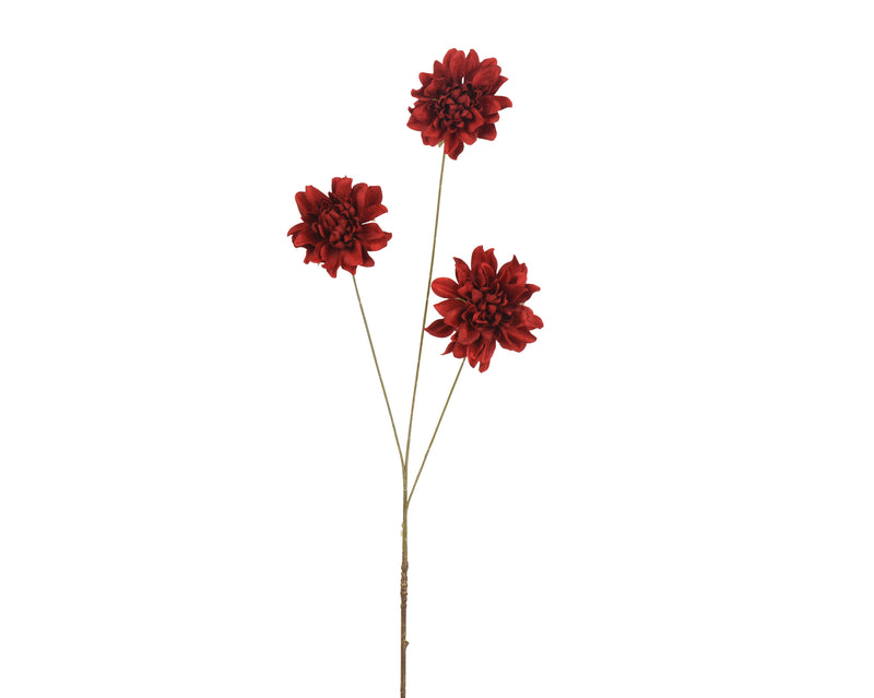 Dahlia Flower Spray 70 cm Maroon Polyester Velvet with Gold Wash Stem
