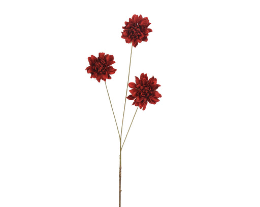 Dahlia Flower Spray 70 cm Maroon Polyester Velvet with Gold Wash Stem