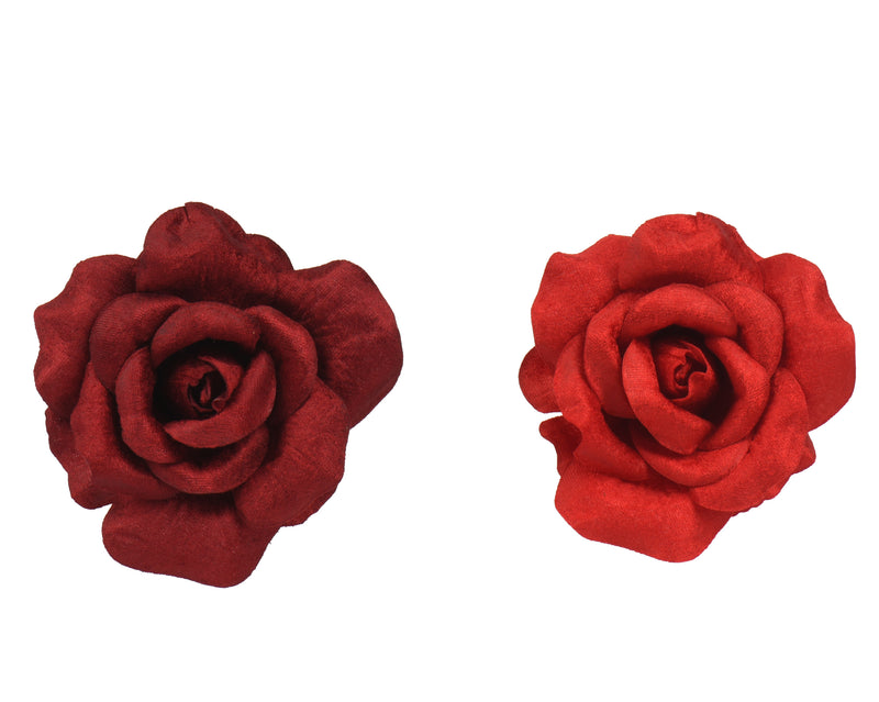 Rose Clip Velvet Assorted Red 7 cm