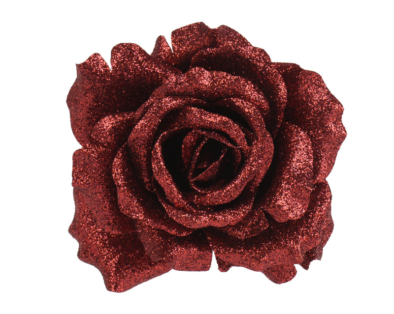 Rose Clip Oxblood Glitter 12 cm
