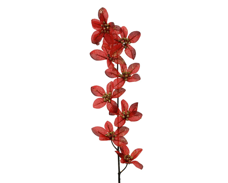 Flower Spray 88 cm Oxblood with Glitter Finish