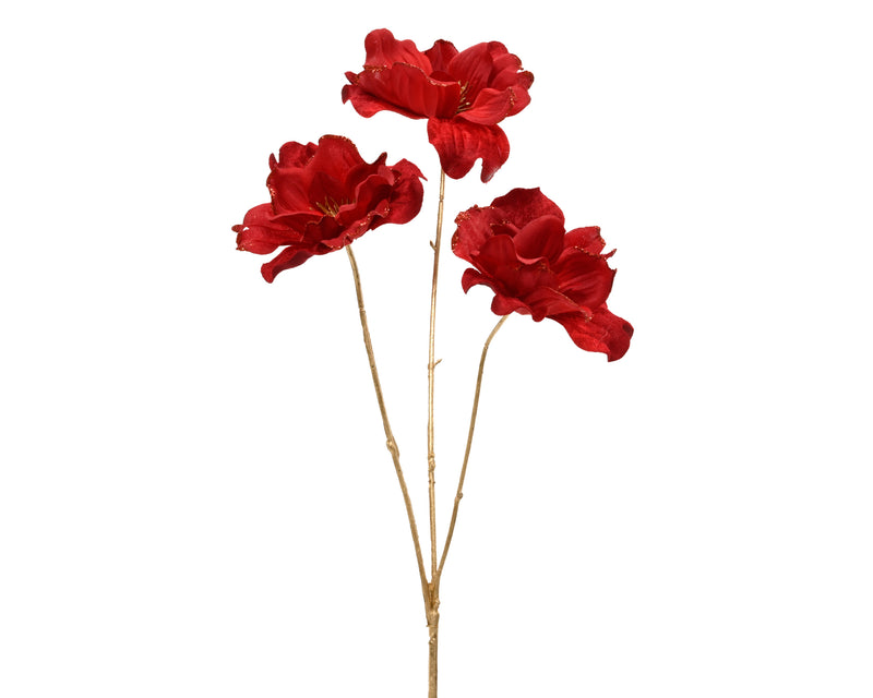 Anemone Flower Spray 60 cm Red Glitter