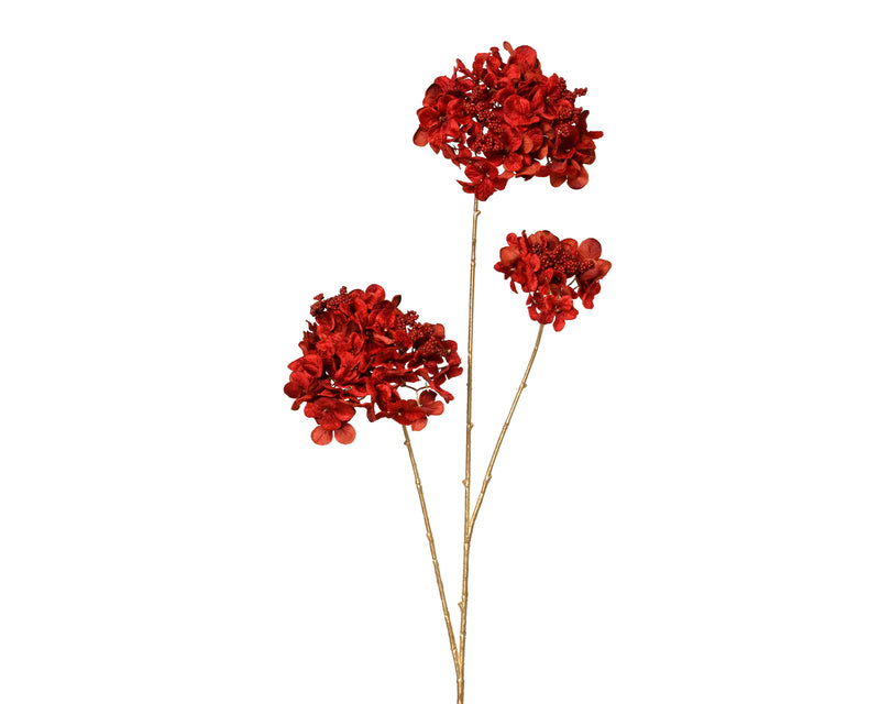 Hydrangea Flower Spray Red 88 cm with Berries