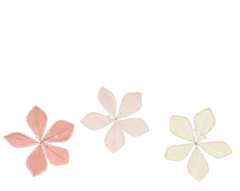Flower Clip Decoration 14 cm Assorted Blush and Pearl Finish