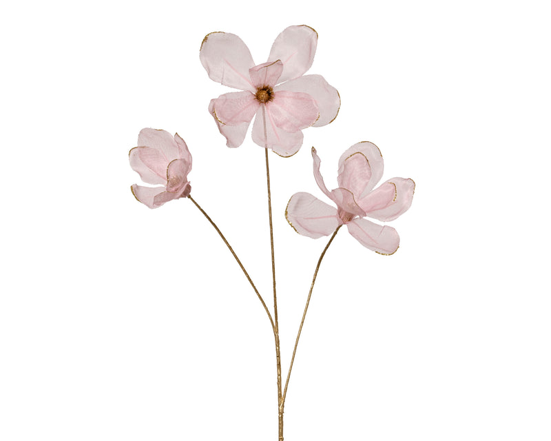 Magnolia Flower Spray 74 cm Pink with Gold Glitter
