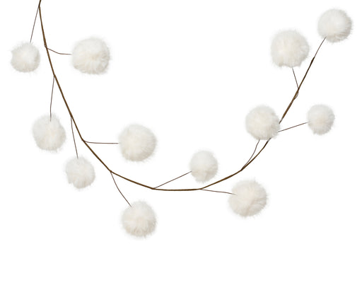 Garland Faux Fur White 150 cm with 12 Pompoms