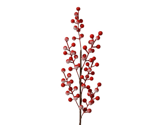 Berry Spray Red 58 cm with Snow Finish on Stem