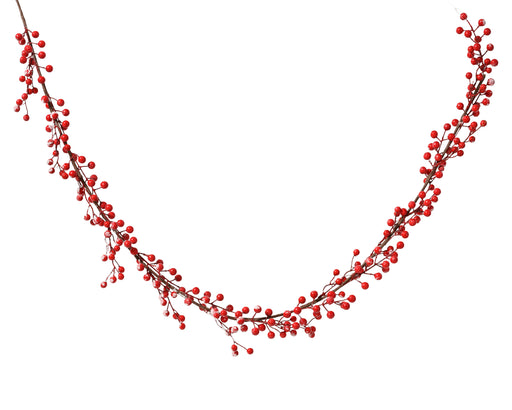Berry Garland 150 cm with Red Foam Berries and Snow Finish