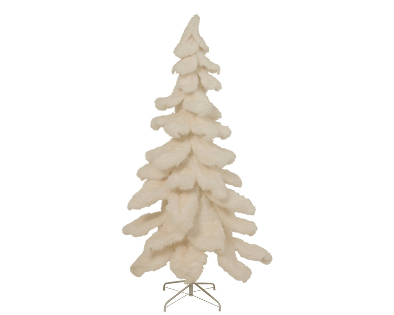 Faux Fur Pine Tree 180 cm White with Metal Base