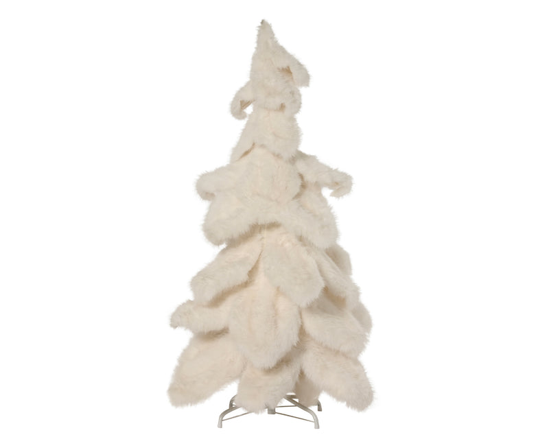 Faux Fur Pine Tree 130 cm White with Metal Base