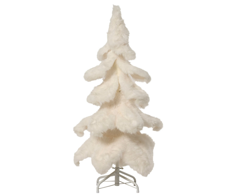 Faux Fur Pine Tree 100 cm White with Metal Base