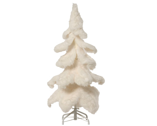 Faux Fur Pine Tree 100 cm White with Metal Base
