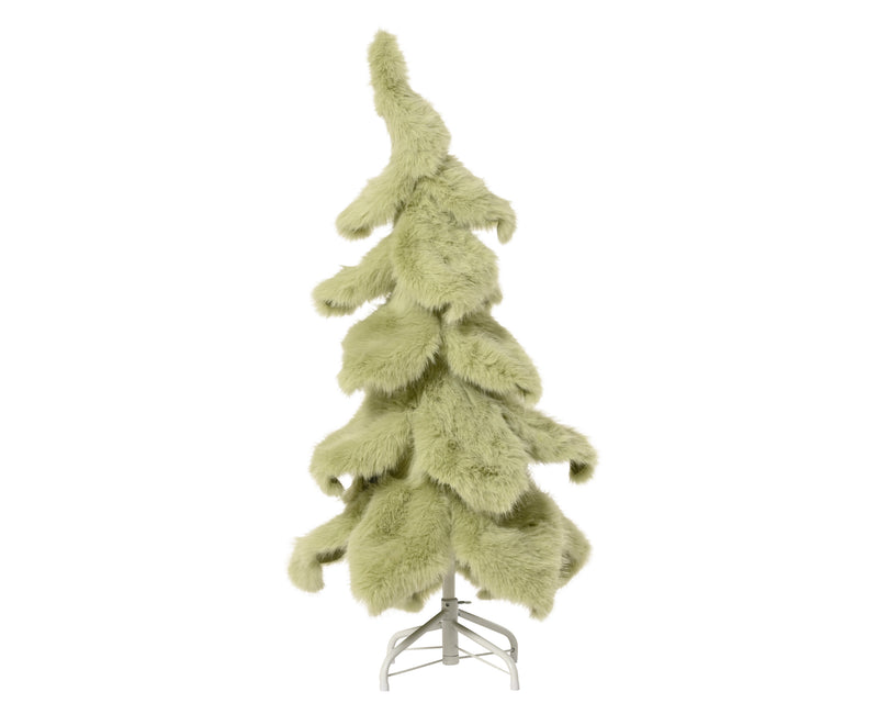 Faux Fur Pine Tree Sage Green 100 cm with Metal Base