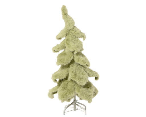 Faux Fur Pine Tree Sage Green 100 cm with Metal Base