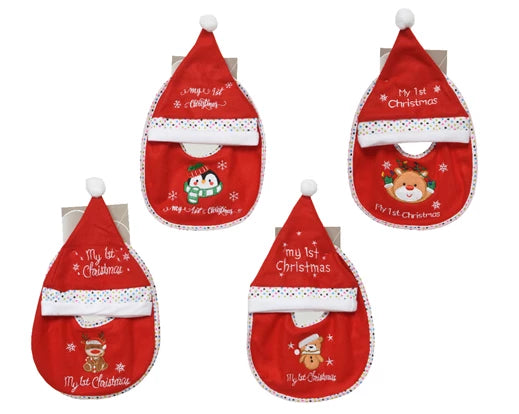 Christmas Baby Bib & Hat (24x20 cm)