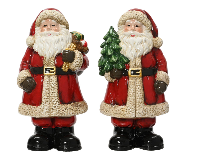 Standing Santa Terracotta Figure 23.5 cm Multi-Colour – 2 Assorted Designs