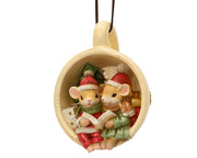 Hanging Decoration Polyresin Cream Mouse 7 cm