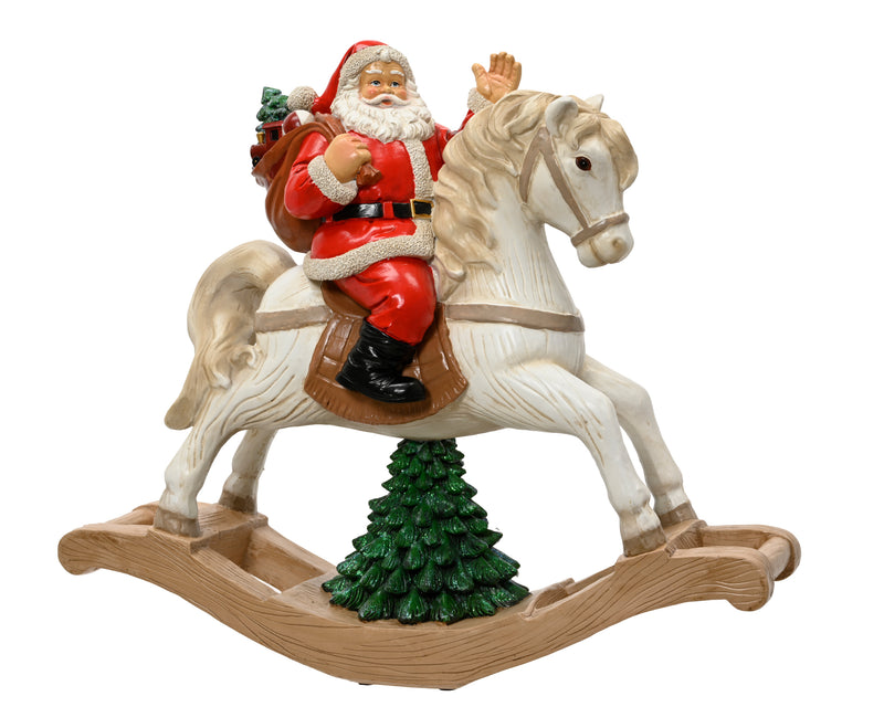 Rocking Horse Figure 58 cm White/Red Polyresin