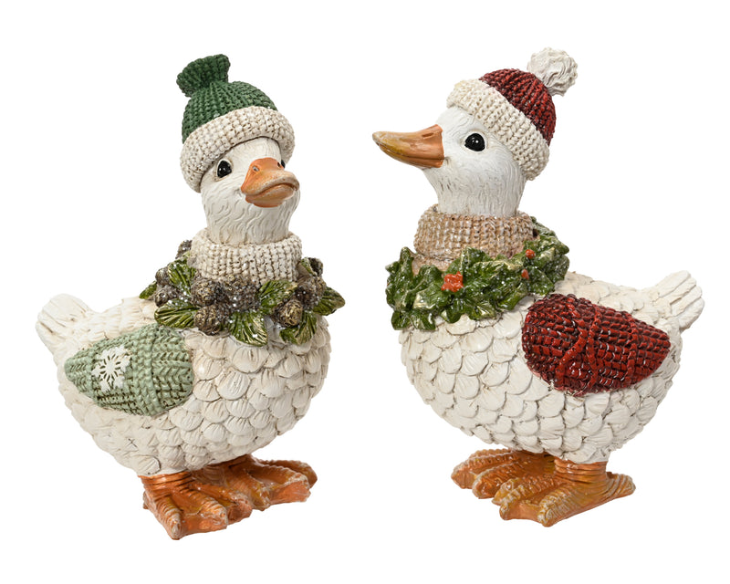 Christmas Goose Figure Polyresin 13.5 cm – 2 Assorted Designs