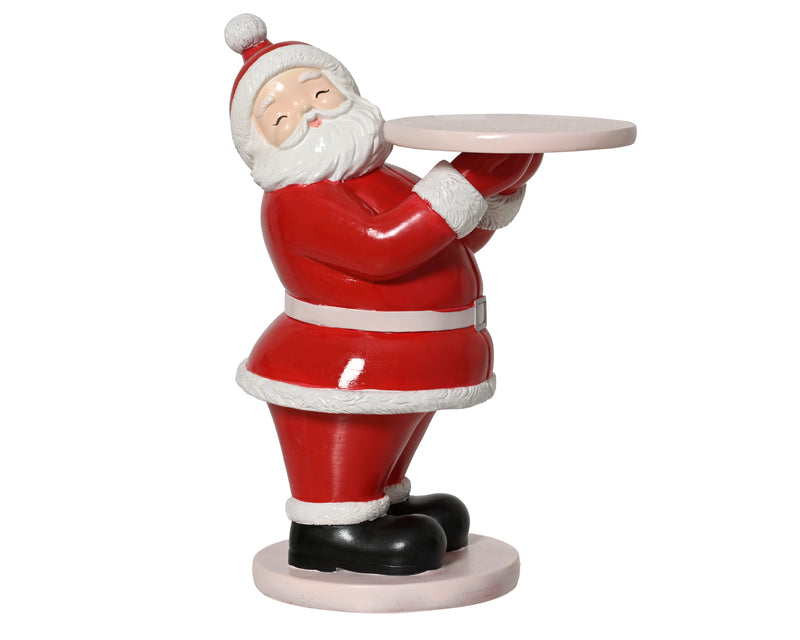 Santa Figure with Plate Polyresin 43.2 cm