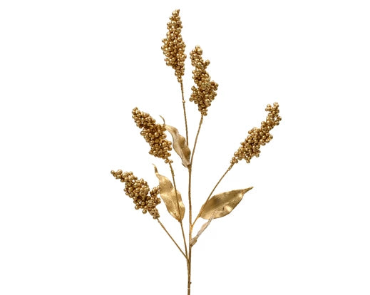 Christmas Spray Gold Leaves Beads (L.93cm x W.20cm x H.5cm)