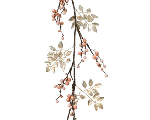 Decorative Christmas garland with pink foam berries 120 cm