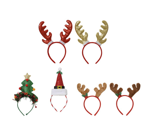Christmas Headband Multicolour Glitter 20 cm – 6 Assorted Designs