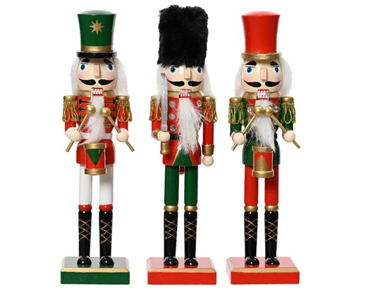 Christmas Nutcracker Black/Red/Green Pinewood (38cm)