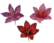 Amaryllis Flower on Clip 23 cm Assorted Velvet