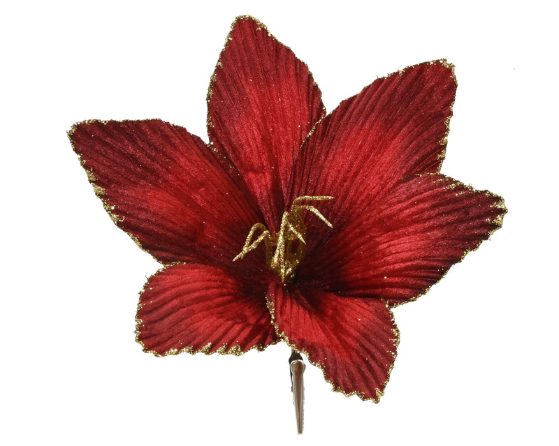 Amaryllis Flower on Clip 23 cm Assorted Velvet – additional view 2