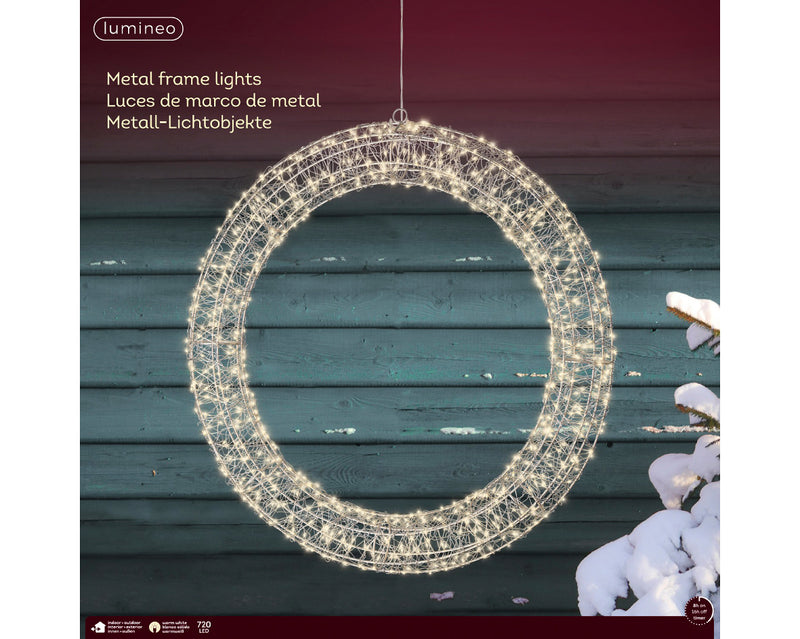 Lumineo Wreath With 720 Warm White Micro Lights 58cm Diameter