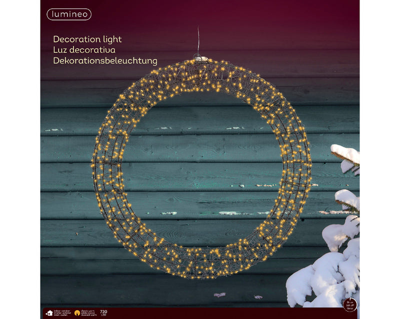 Lumineo Wreath With 720 Classic Warm Micro Lights 58cm Diameter