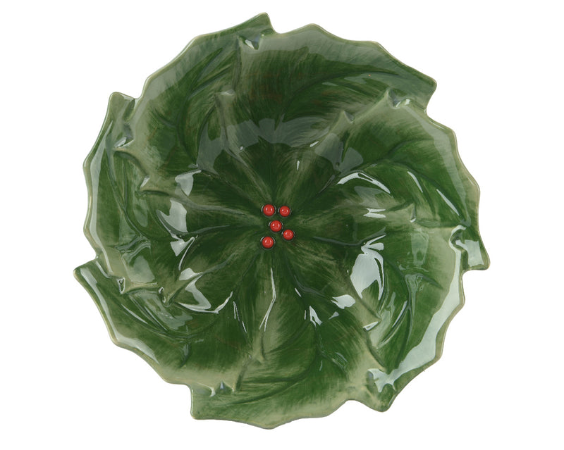Dolomite Bowl Green Holly Pattern (16cm)