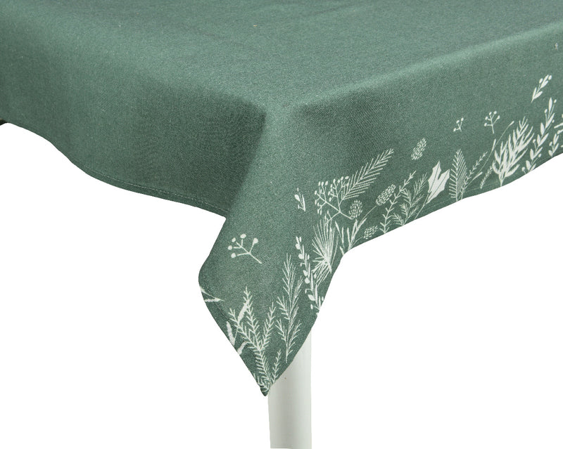 Christmas Tablecloth Polyester Cotton Print Plant Pattern 140cm x 240cm