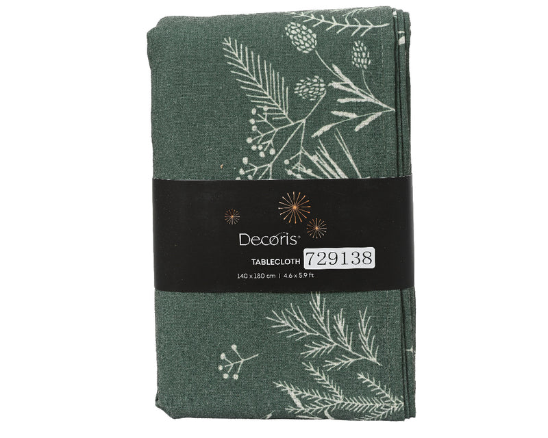 Christmas Tablecloth Polyester Cotton Print Plant Pattern 140cm x 240cm