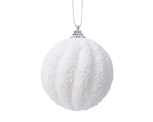 Foam Christmas Bauble Winter White Round 8 cm