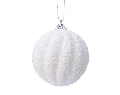Foam Christmas Bauble Winter White Round 8 cm