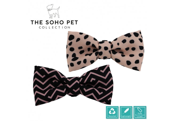 Ancol Soho Pet Bow Ties Dalmatian & ZigZag Patterned (2 Pack)