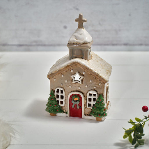 Stoneware Church Candle Holder