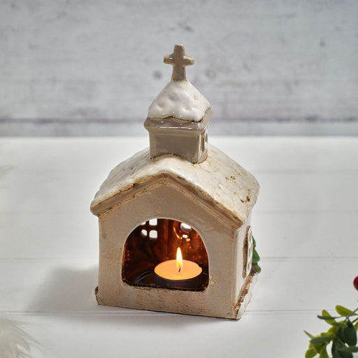 Stoneware Church Candle Holder