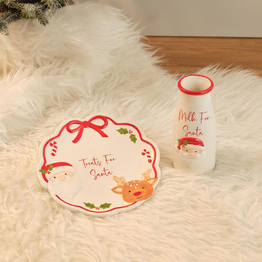 Santa Christmas Eve Plate & Milk Set