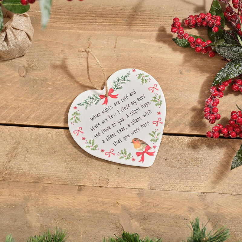 Thinking of You Robin Ceramic Heart Hanger