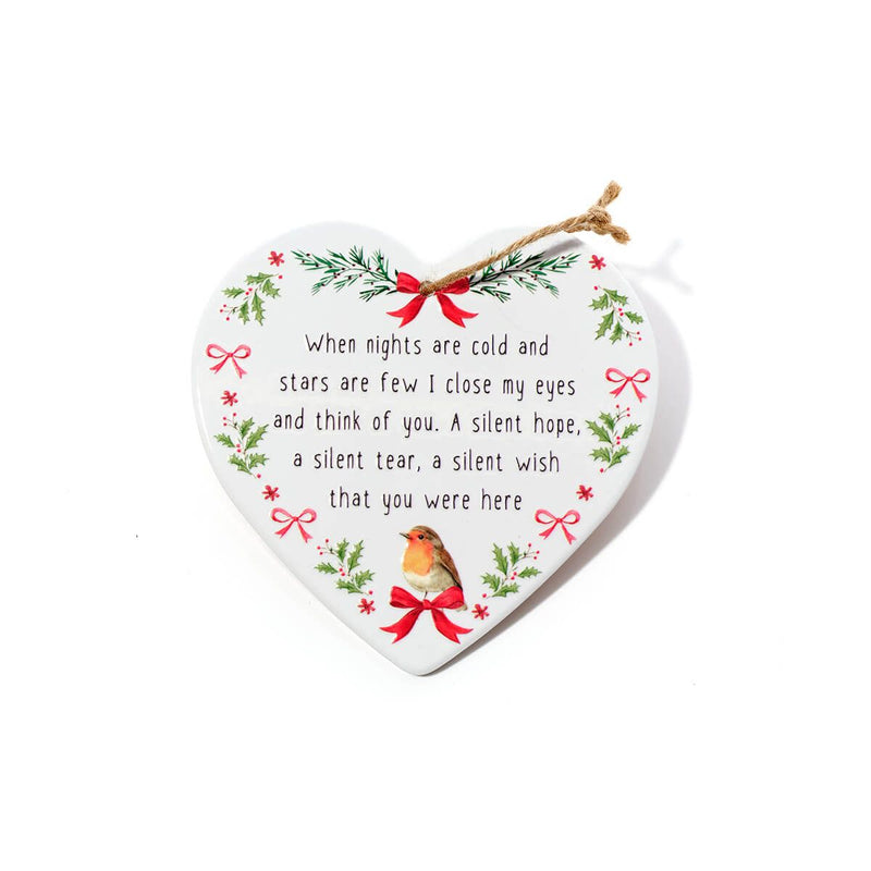 Thinking of You Robin Ceramic Heart Hanger