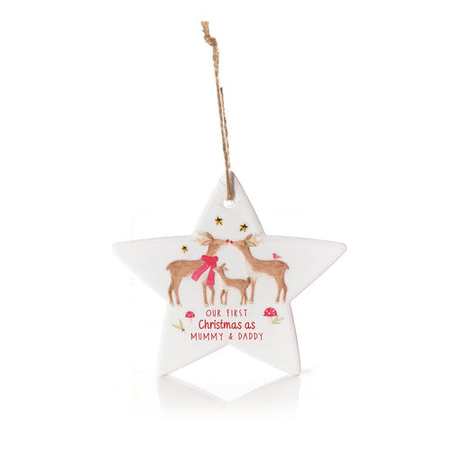 Mummy & Daddy's First Christmas Ceramic Star Hanger