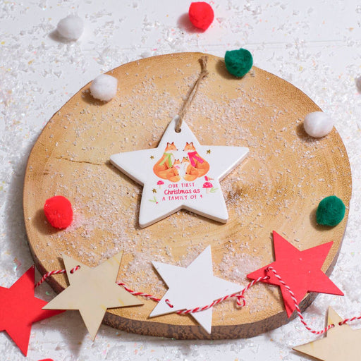 First Christmas as a Family of Four Ceramic Star Hanger