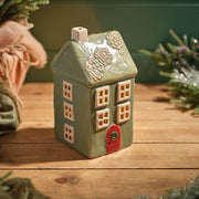 Stoneware Christmas House Candle Holder