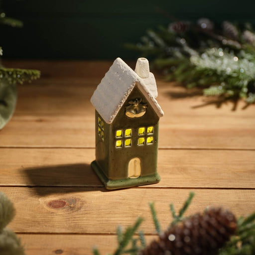 Green Christmas House with Bells