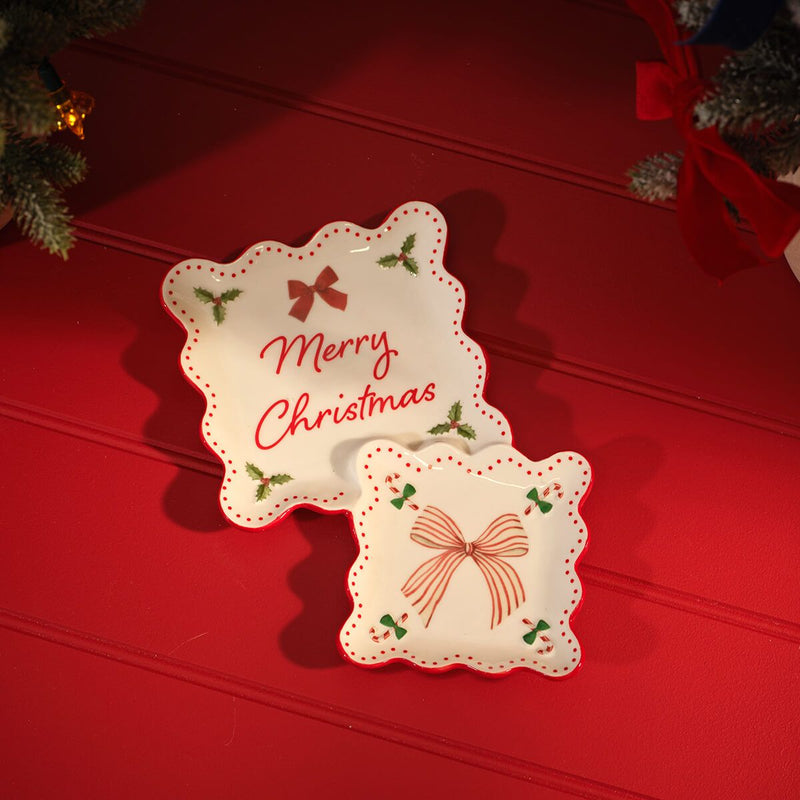 Christmas Stoneware Double Serving Dish