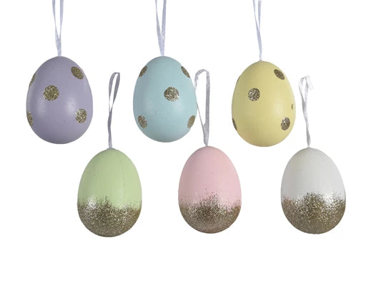 Hanging Easter Eggs with Glitters (5x3.5cm)